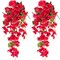 Artificial Hibiscus Fake Hanging Flowers Plants for Outdoors Spring Summer Decoration, 2pcs Red Silk Hibiscus Long Trailing Vines
